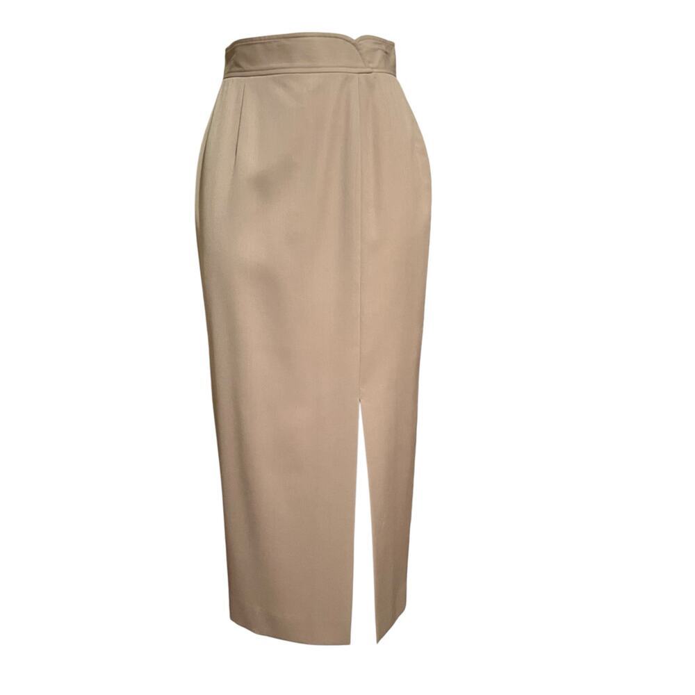 Vintage 90's Jacqueline Ferrar Tan Midi Straight 
Secretary Skirt SZ 6